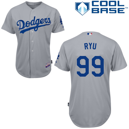 Hyun-jin Ryu #99 mlb Jersey-L A Dodgers Women's Authentic 2014 Alternate Road Gray Cool Base Baseball Jersey